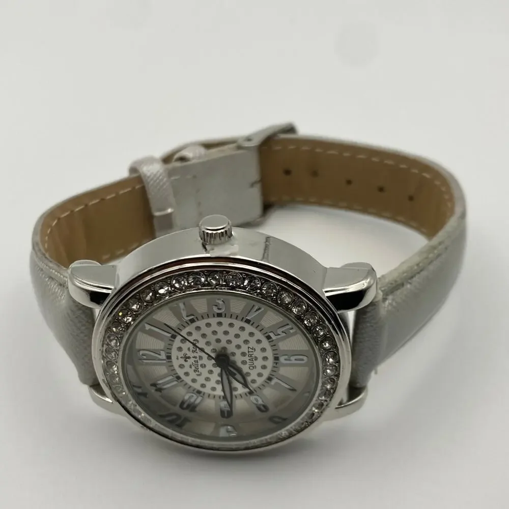 Bella and Ross Silver Tone Stainless Steel Crystal Bezel Watch